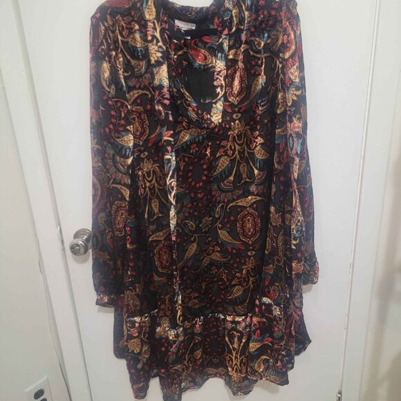 VENUS Burnout Velvet Mini Dress - Picture 2 of 5